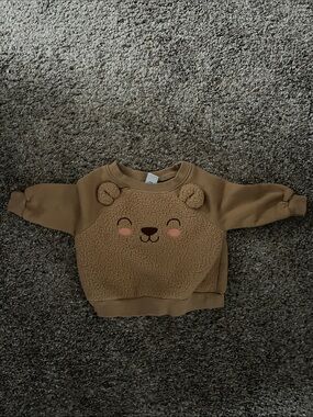 Kids Brown Bear Sherpa Pullover Sweatshirt